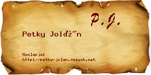 Petky Jolán névjegykártya
