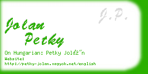 jolan petky business card